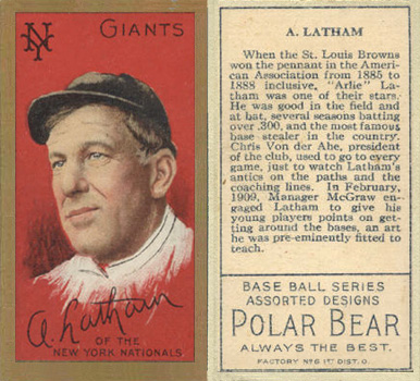 1911 Gold Borders Broadleaf A. Latham #117 Baseball Card