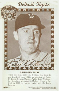 1940 Michigan Sportservice  Ralph "Red" Kress #13 Baseball Card