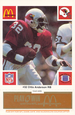 1986 McDonald's Cardinals Ottis Anderson #32 Football Card