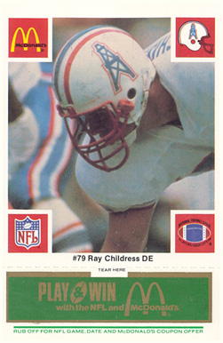 1986 McDonald's Oilers Ray Childress #79 Football Card