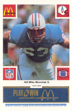 1986 McDonald's Oilers Mike Munchak #63 Football Card