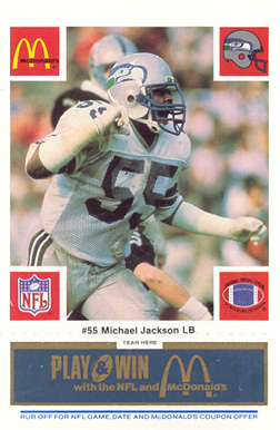 1986 McDonald's Seahawks Michael Jackson #55 Football Card