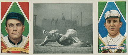1912 Hassan Triple Folders Sweeney gets Stahl # Baseball Card