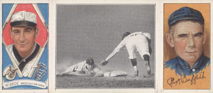 1912 Hassan Triple Folders Schaefer steals Second # Baseball Card