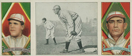 1912 Hassan Triple Folders Jake Stahl Guarding First #76 Baseball Card