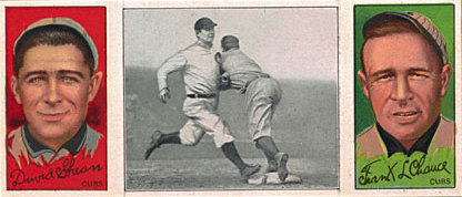 1912 Hassan Triple Folders Chance beats out a Hit # Baseball Card