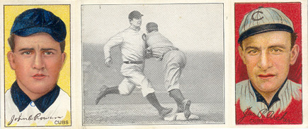 1912 Hassan Triple Folders Chance beats out a Hit #19 Baseball Card