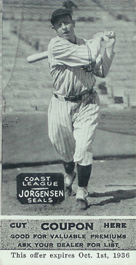 1933 Zeenut B&W Jorgensen # Baseball Card