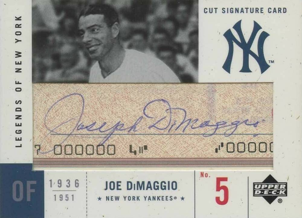 2001 Upper Deck Legends of NY Cut Signature Joe DiMaggio #LC-JD Baseball Card