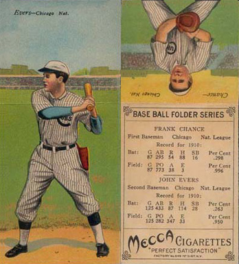 1911 Mecca Double Folders Chance/Evers # Baseball Card
