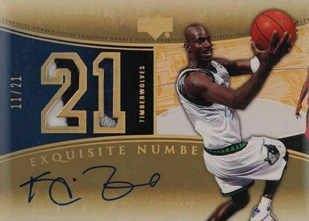 2004  Upper Deck Exquisite Collection Number Pieces Autographs Kevin Garnett #NP-KG Basketball Card