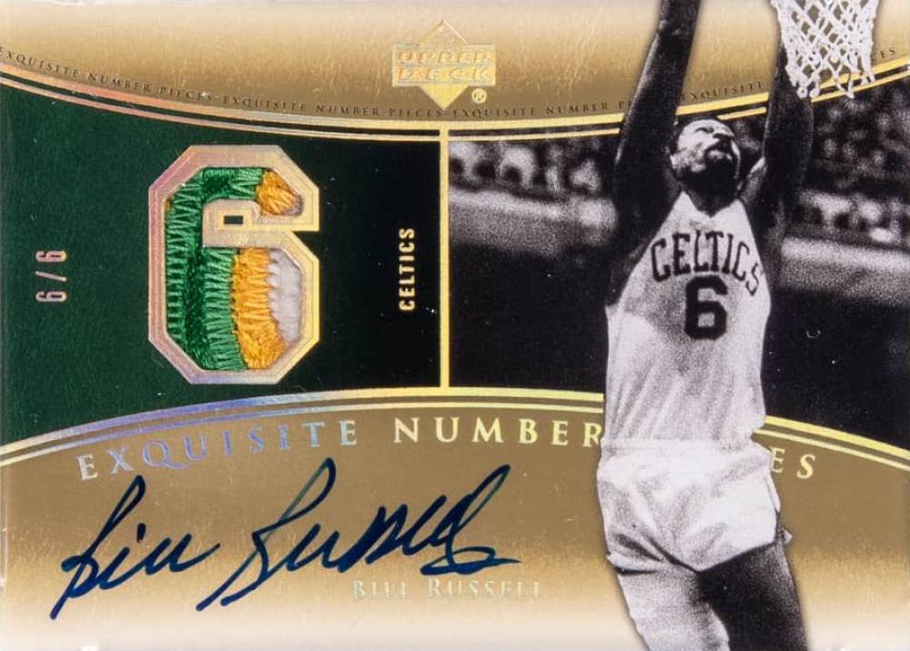 2004  Upper Deck Exquisite Collection Number Pieces Autographs Bill Russell #NP-BR Basketball Card