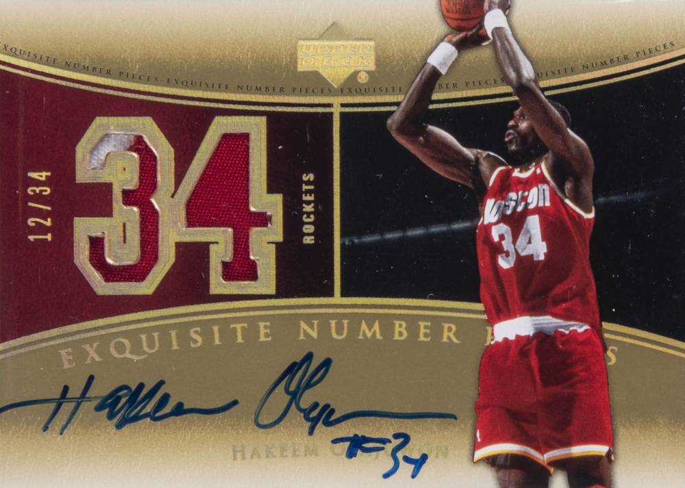 2004  Upper Deck Exquisite Collection Number Pieces Autographs Hakeem Olajuwon #NP-HO Basketball Card