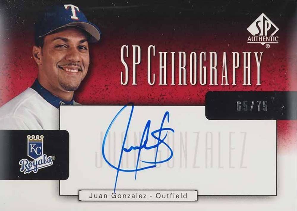 2004 SP Authentic Chirography Juan Gonzalez #CA-JG Baseball Card