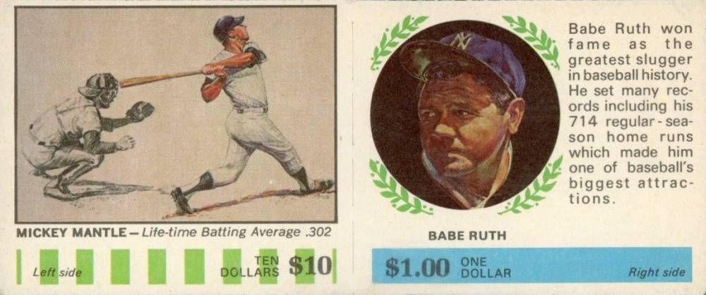 1968 American Oil Ruth/Mantle # Baseball Card
