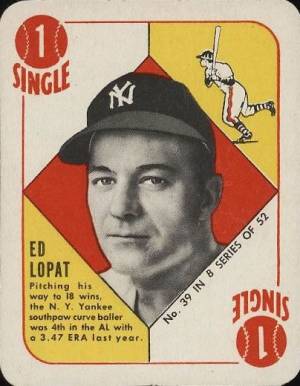 1951 Topps Blue Backs Ed Lopat #39 Baseball Card