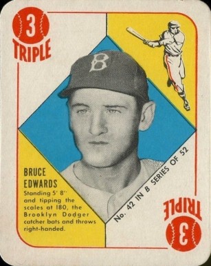 1951 Topps Blue Backs Bruce Edwards #42 Baseball Card