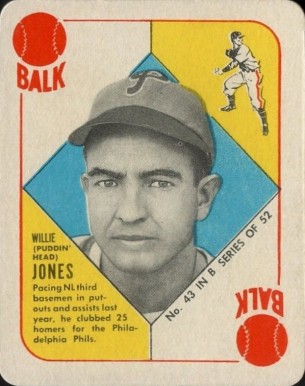 1951 Topps Blue Backs Willie Jones #43 Baseball Card