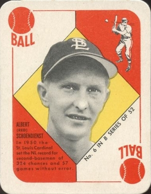 1951 Topps Blue Backs Red Schoendienst #6 Baseball Card
