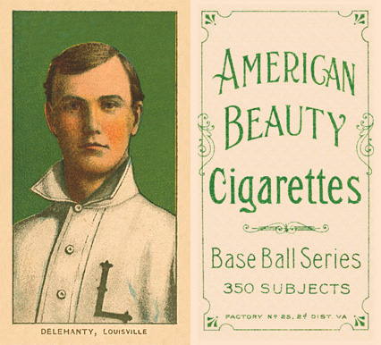 1909 White Borders American Beauty Frame Delahanty, Louisville #123 Baseball Card