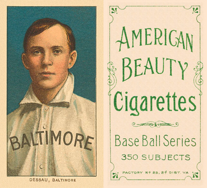 1909 White Borders American Beauty Frame Dessau, Baltimore #127 Baseball Card