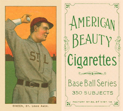 1909 White Borders American Beauty Frame Dineen, St. Louis Amer. #130 Baseball Card