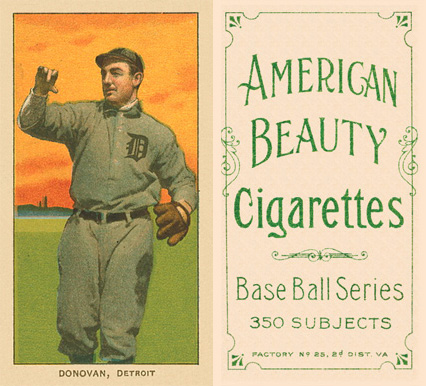 1909 White Borders American Beauty Frame Donovan, Detroit #136 Baseball Card