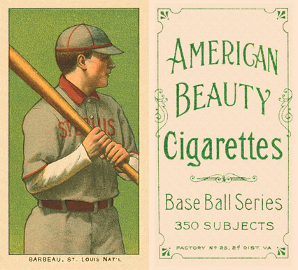 1909 White Borders American Beauty Frame Barbeau, St. Louis Nat'l #18 Baseball Card