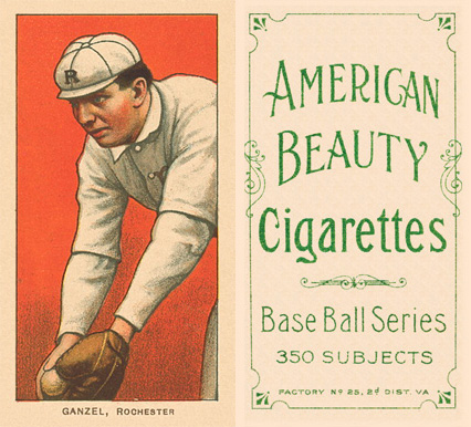 1909 White Borders American Beauty Frame Ganzel, Rochester #185 Baseball Card