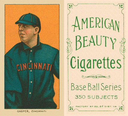1909 White Borders American Beauty Frame Gasper, Cincinnati #186 Baseball Card
