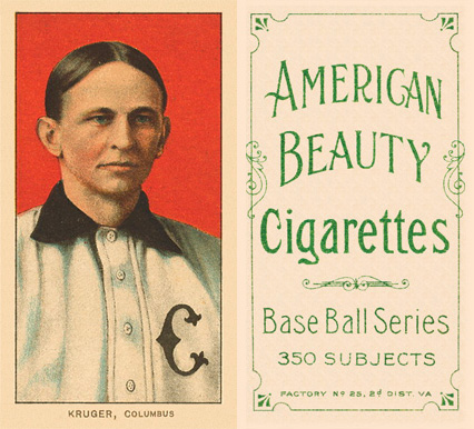 1909 White Borders American Beauty Frame Kruger, Columbus #267 Baseball Card