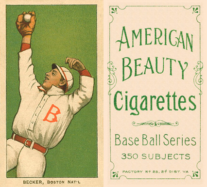 1909 White Borders American Beauty Frame Becker, Boston Nat'l #28 Baseball Card