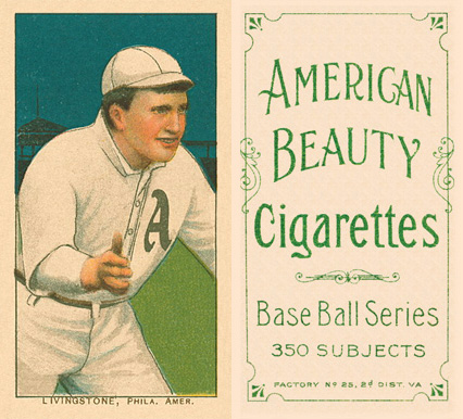 1909 White Borders American Beauty Frame Livingstone, Phil. Amer. #288 Baseball Card