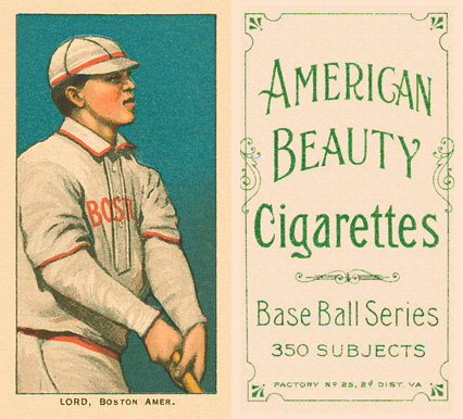 1909 White Borders American Beauty Frame Lord, Boston Amer. #290 Baseball Card