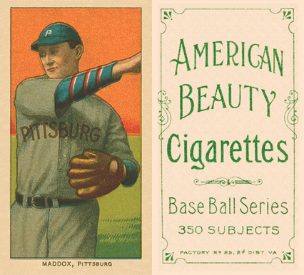 1909 White Borders American Beauty Frame Maddox, Pittsburgh #294 Baseball Card