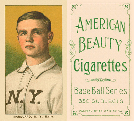 1909 White Borders American Beauty Frame Marquard, N.Y. Nat'L #305 Baseball Card