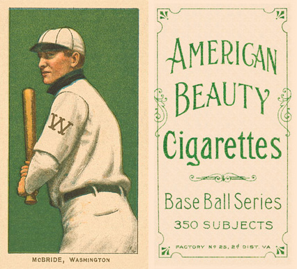 1909 White Borders American Beauty Frame McBride, Washington #312 Baseball Card