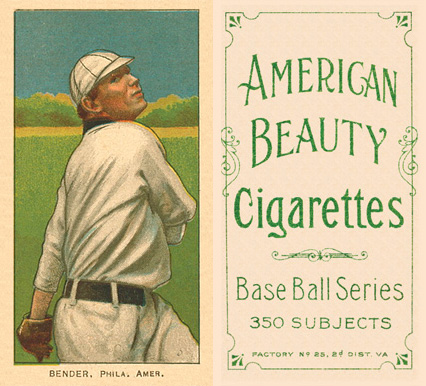 1909 White Borders American Beauty Frame Bender, Phila. Amer. #33 Baseball Card