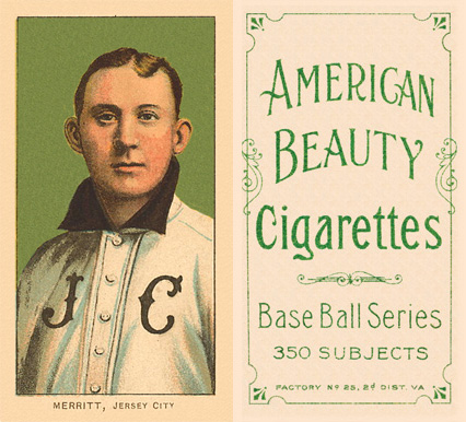 1909 White Borders American Beauty Frame Merritt, Jersey City #332 Baseball Card