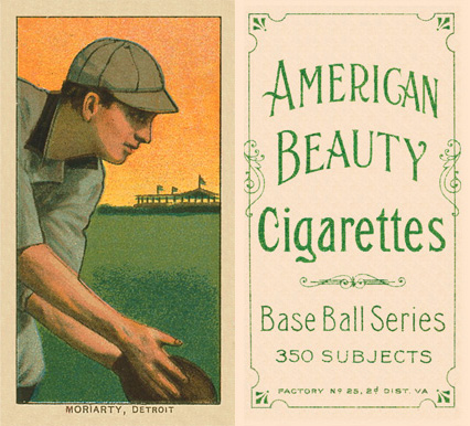 1909 White Borders American Beauty Frame Moriarty, Detroit #344 Baseball Card