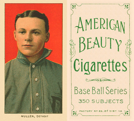 1909 White Borders American Beauty Frame Mullen, Detroit #347 Baseball Card