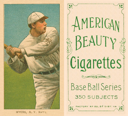 1909 White Borders American Beauty Frame Myers, N.Y. Nat'L #354 Baseball Card