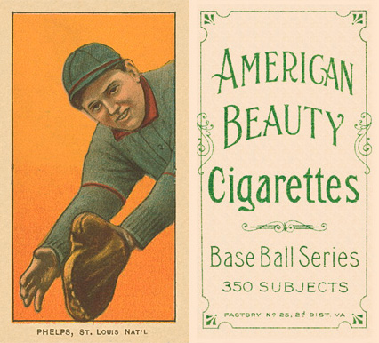 1909 White Borders American Beauty Frame Phelps, St. Louis Nat'L #392 Baseball Card