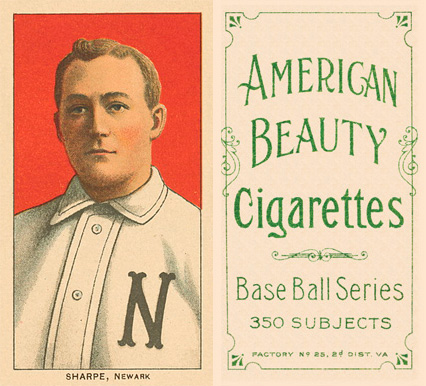 1909 White Borders American Beauty Frame Sharpe, Newark #438 Baseball Card