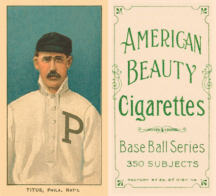 1909 White Borders American Beauty Frame Titus, Phila. Nat'L #489 Baseball Card
