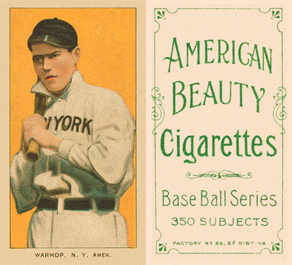1909 White Borders American Beauty Frame Warhop, N.Y. Amer. #500 Baseball Card