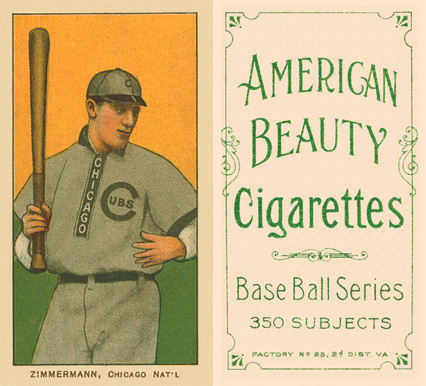 1909 White Borders American Beauty Frame Zimmerman, Chicago Nat'L #525 Baseball Card