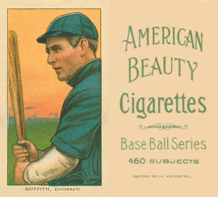 1909 White Borders American Beauty No Frame  Griffith, Cincinnati #195 Baseball Card