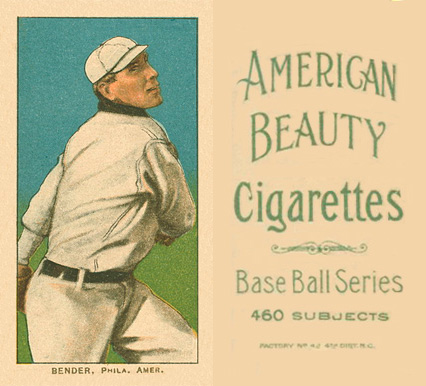 1909 White Borders American Beauty No Frame  Bender, Phila. Amer. #32 Baseball Card