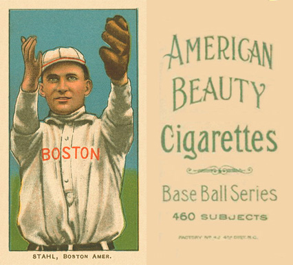 1909 White Borders American Beauty No Frame  Stahl, Boston Amer. #458 Baseball Card